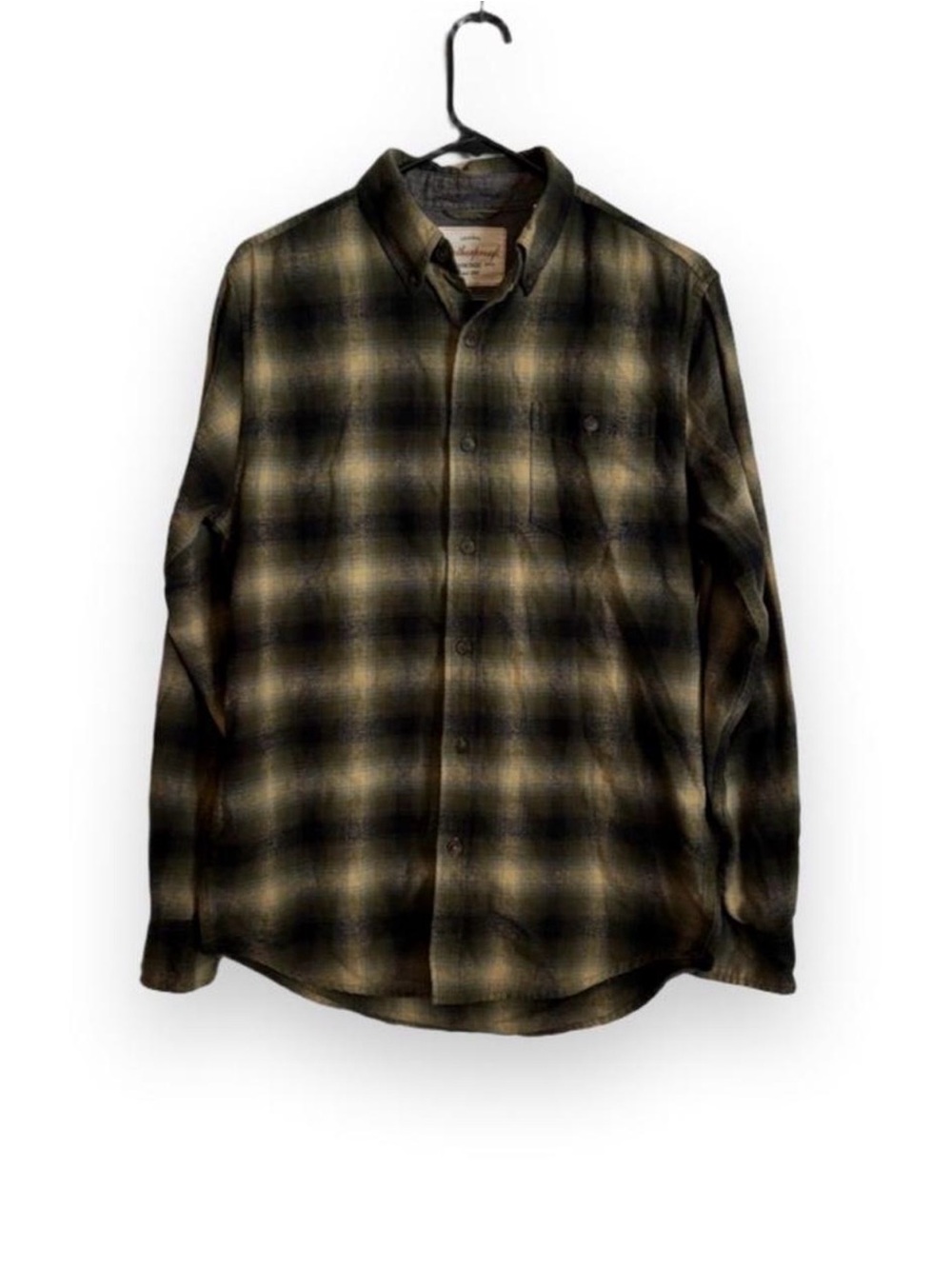 Weatherproof Olive and Black Plaid Button-Down Shirt